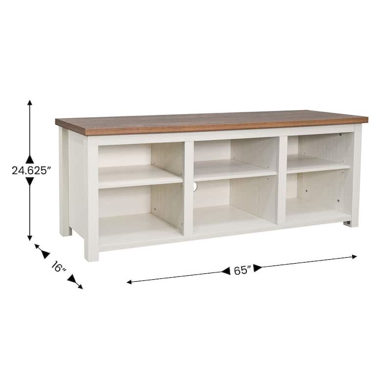 TV Stand for up to 80" TVs with 6 Open Storage Compartments - 65 inches