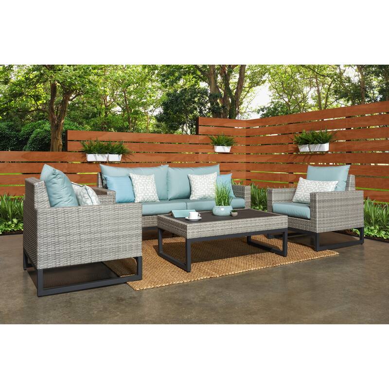 Milo Gray 4 Piece Sunbrella Outdoor Patio Seating Set