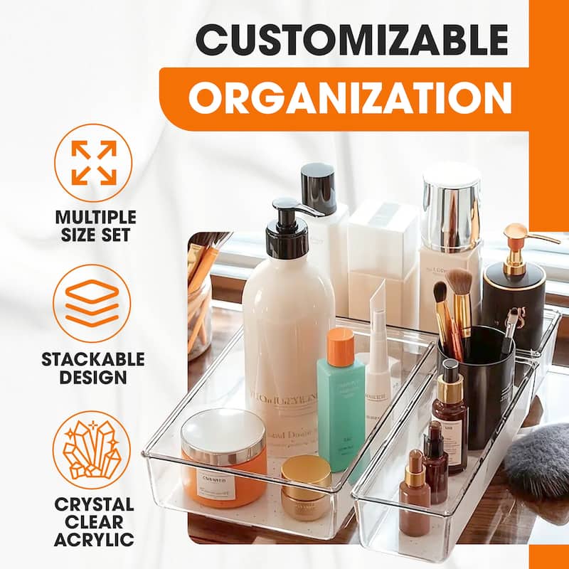 Cheer Collection 25 Piece Clear Plastic Drawer Organizer Set - 25 pcs