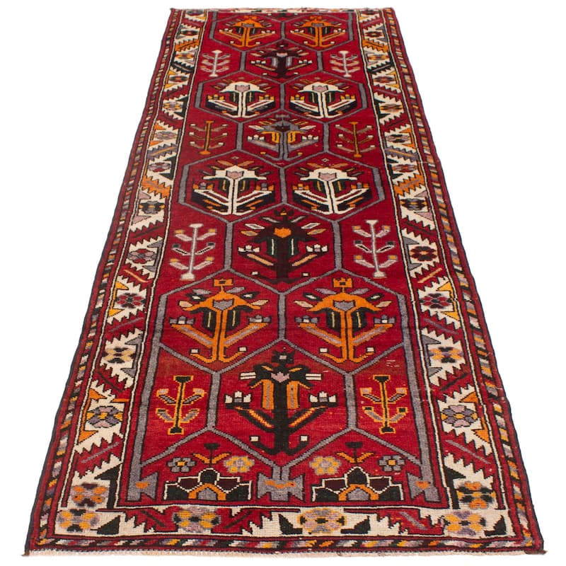 ECARPETGALLERY Hand-knotted Melis Vintage Red Wool Rug - 4'8 x 13'6