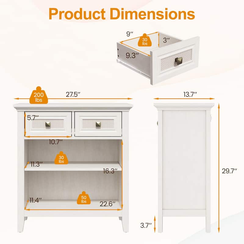 28'' 2 Drawer Accent Storage Cabinet