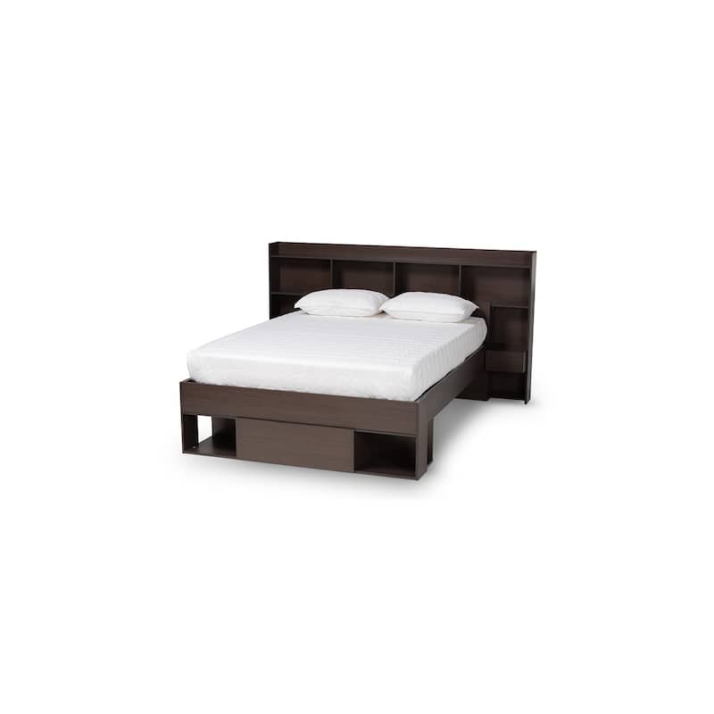 Farmhouse Storage Bed with Nightstands & Drawer - Modern Wood Platform Bed Frame, 89.9"L