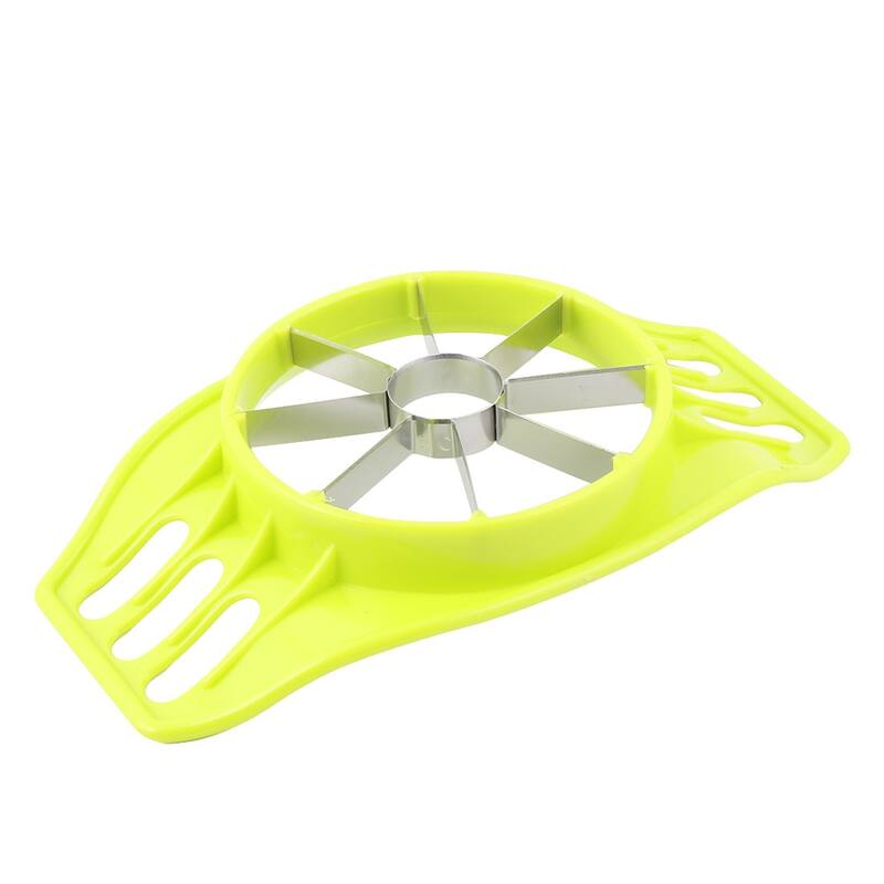 Household Kitchen Plastic Grip Pear Apple Friut Wedger Slicer Corer Cutter Green - Green,Silver Tone