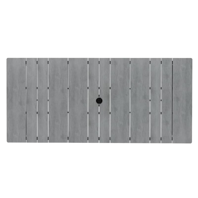 Outdoor Patio Aluminum Dining Table Rectangle with Umbrella Hole