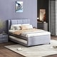 preview thumbnail 17 of 21, Merax Full Size Upholstery platform bed with Trundle Grey