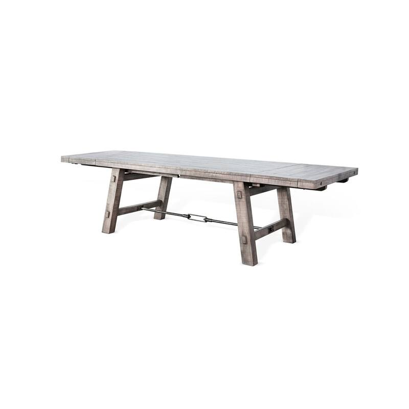 Zeka Dining Table, Turnbuckle Design Gray Wood, 76-106 Inch Extendable Top - Gray, Black