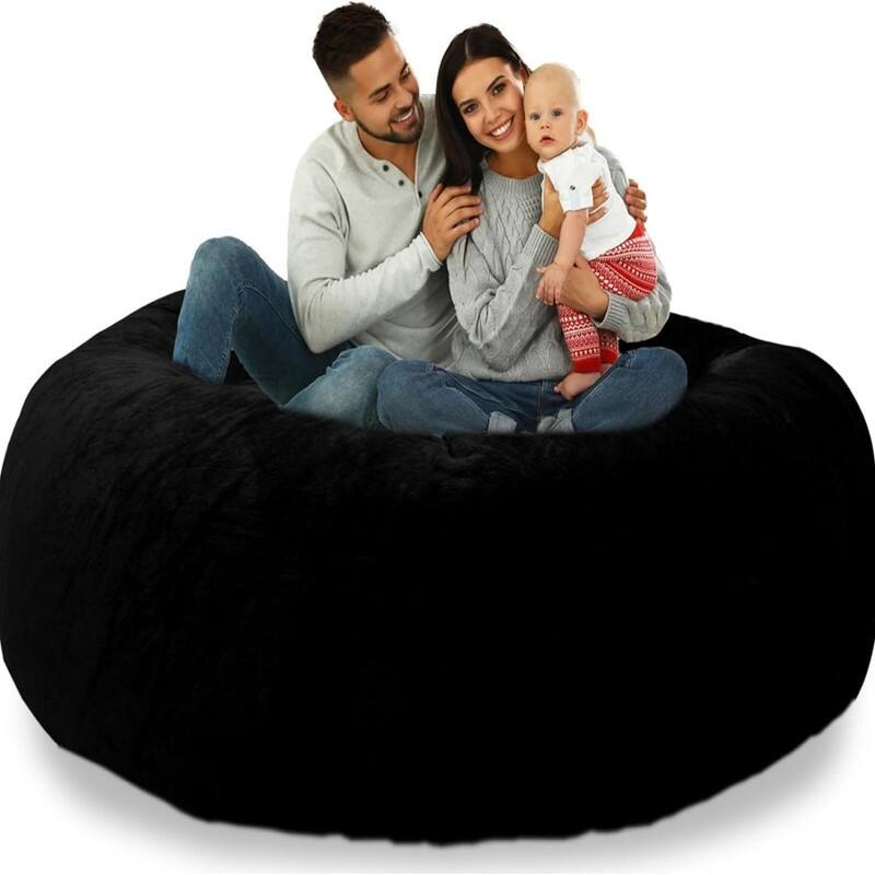6ft Bean Bag Chair Cover(Only Cover) - Black