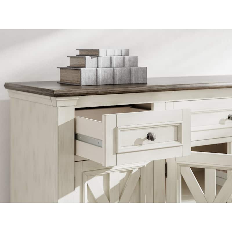 Signature Design by Ashley Bolanburg White/Gray 73" TV Stand for TVs up to 83" - 72.5" W x 20.25" D x 36.13" H
