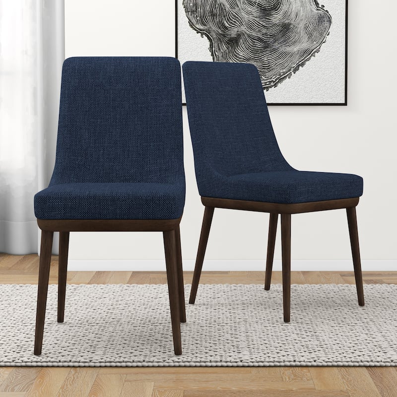 Belladonna Mid-Century Modern Polyester Blend Dining Chair in Blue (Set of 2)