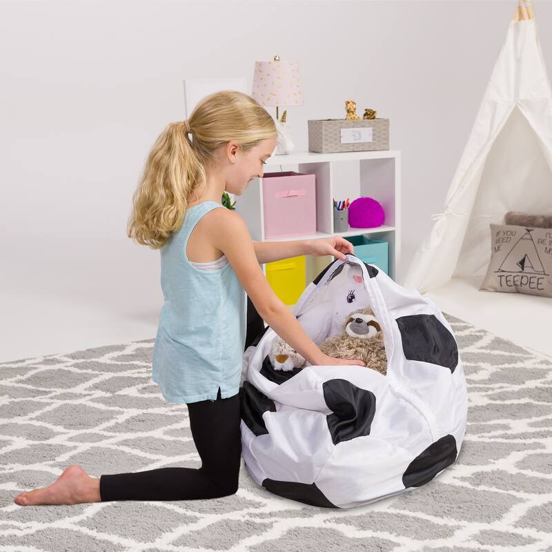 Kids Bean Bag Chair Cover Stuffed Animal Storage or Toy Organizer
