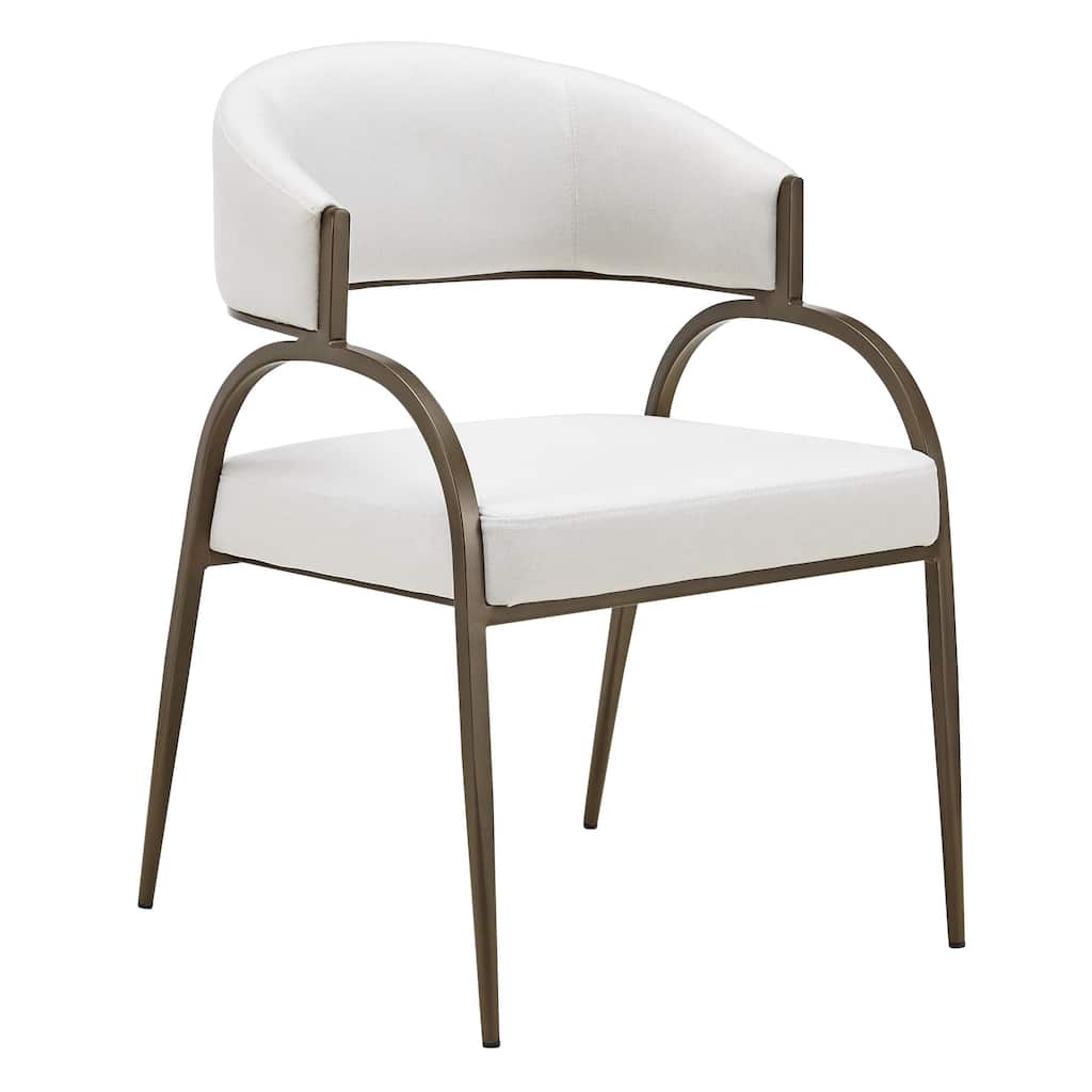 Hudson Modern Off-White Fabric & Bronze Dining Chair