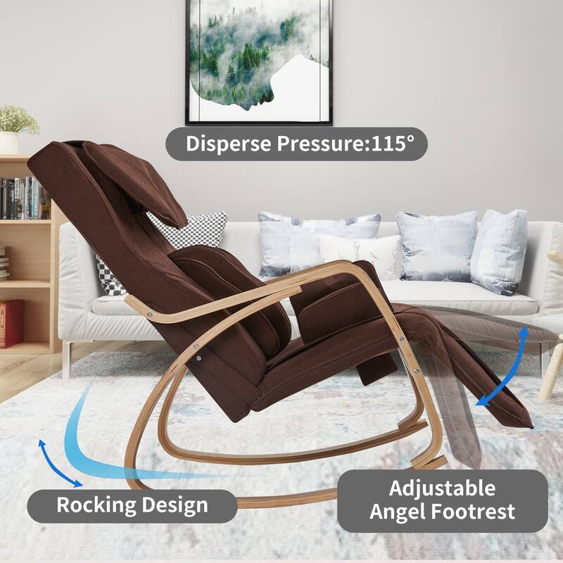 Full Body Massage Recliner Chair with Rocking and Heating, 5 Angle Adjustment, Airbag Hip Massage, Neck Kneading