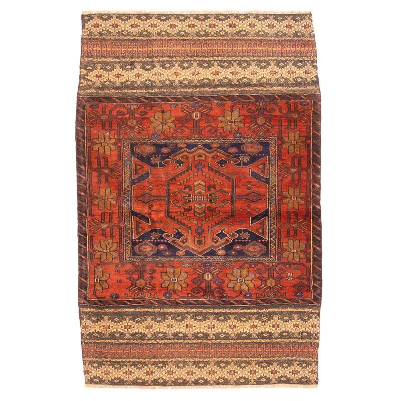 ECARPETGALLERY Hand-knotted Teimani Red Wool Rug - 3'3 x 4'11