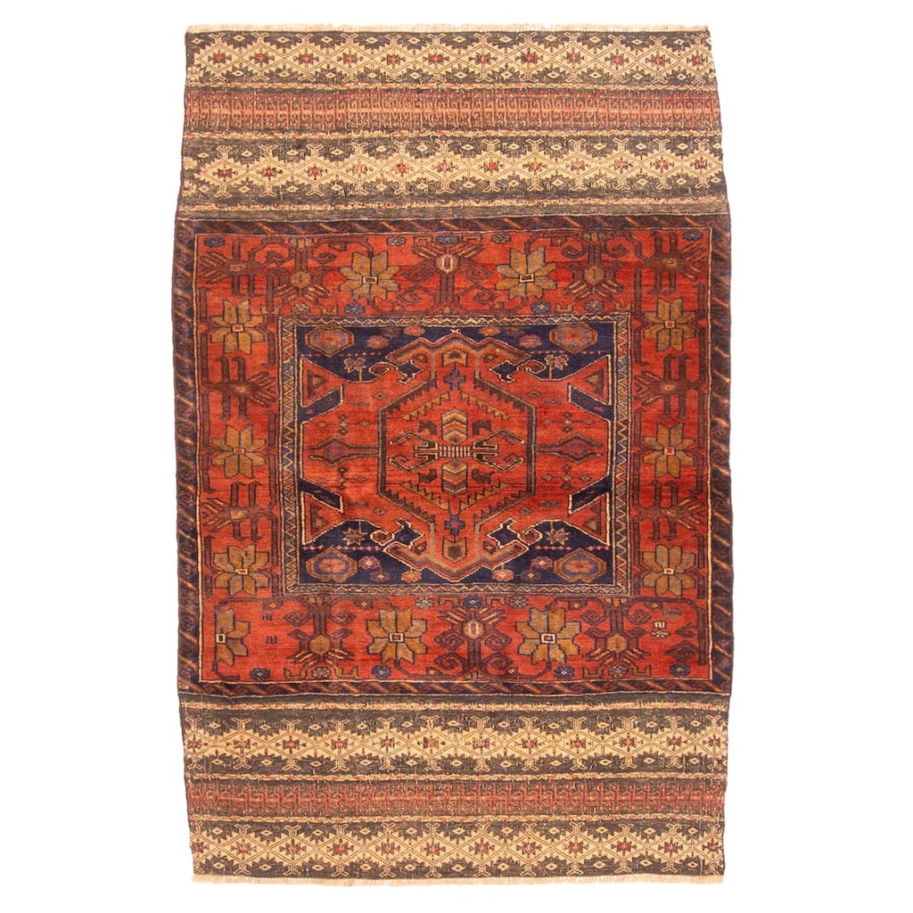 ECARPETGALLERY Hand-knotted Teimani Red Wool Rug - 3'3 x 4'11