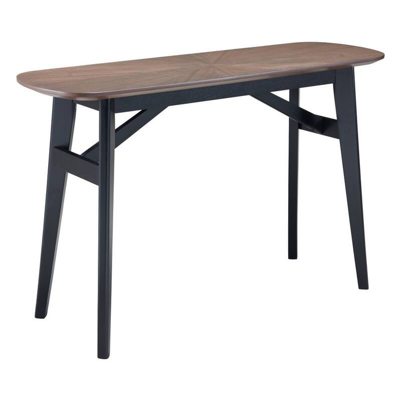 HomeRoots 48" Espresso and Black Solid Wood Oval Console Table - 48.00 in. x 29.90 in. x 16.00 in.
