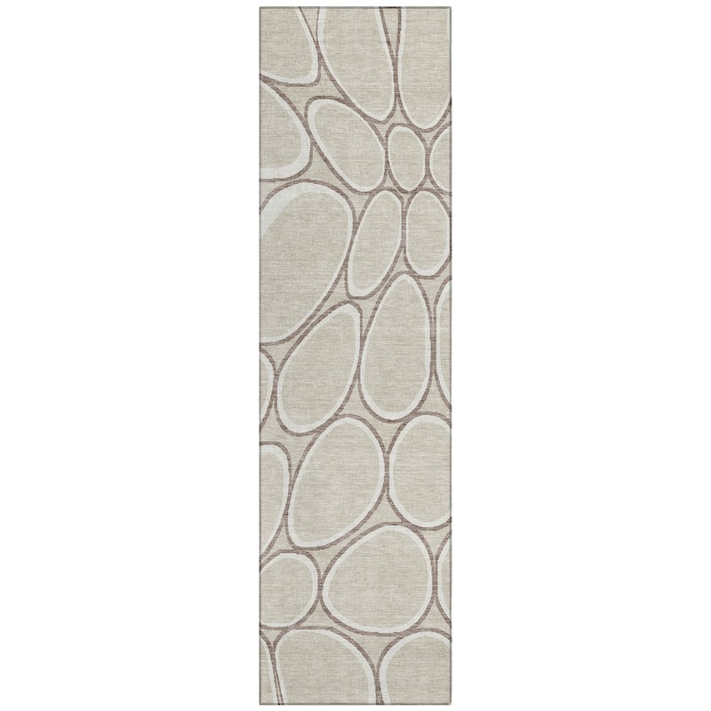 Machine Washable Indoor/ Outdoor Modern Bubbles Chantille Rug