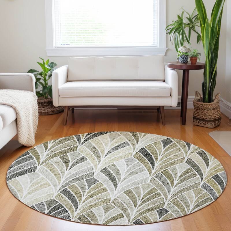 Machine Washable Indoor/ Outdoor Chantille Modern Mosaic Rug