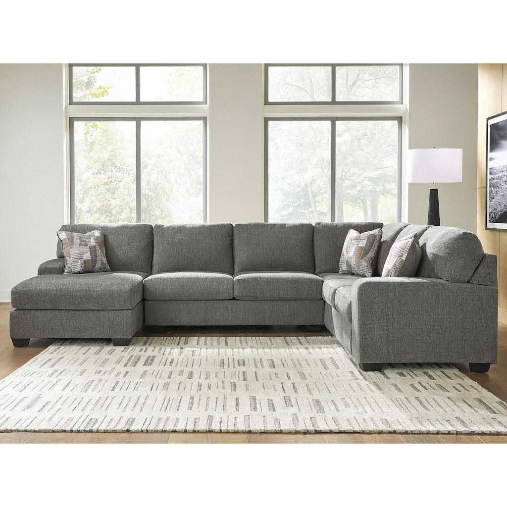 Signature Design by Ashley Seyler Lane Gray 3-Piece Sectional with Chaise - 144" W x 93" D x 39" H