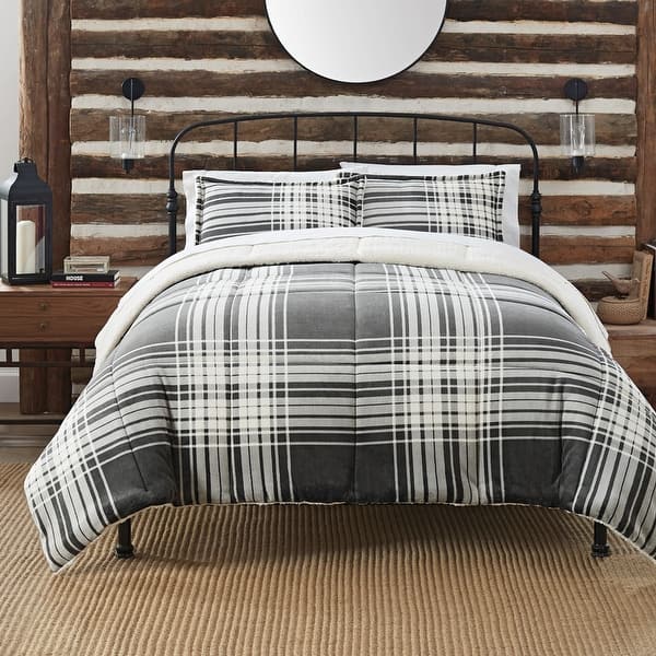 Serta Cozy Plush Plaid 3 Piece Comforter Set On Sale Overstock 32477393