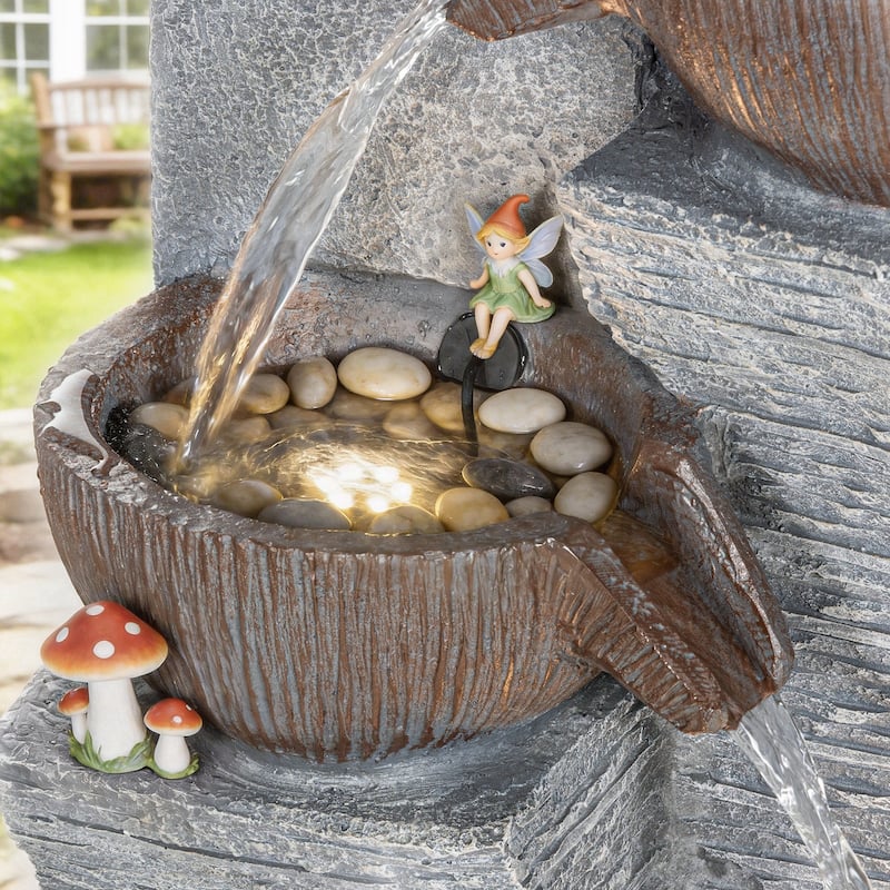 Outsunny Outdoor Water Fountain with 5-Tier Crock Design, 51.2" Tall Cascading Waterfall Garden Fountain