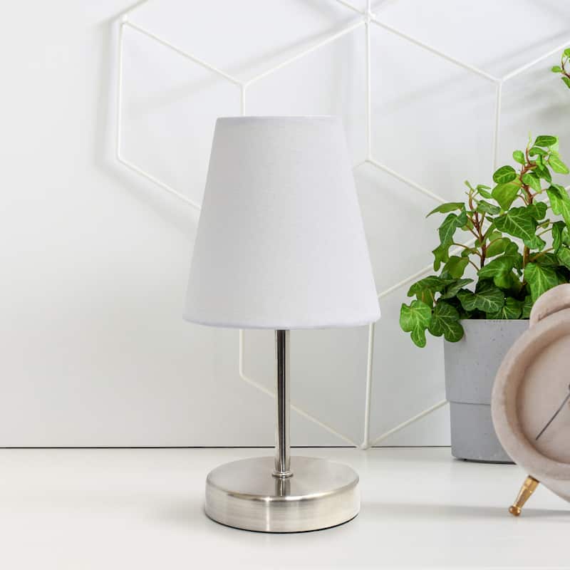 10.5" Petite Metal Stick Lamp in Sw Nickel w Fabric Shade