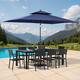 Option Set of 11 - Black Table with Navy Blue Umbrella