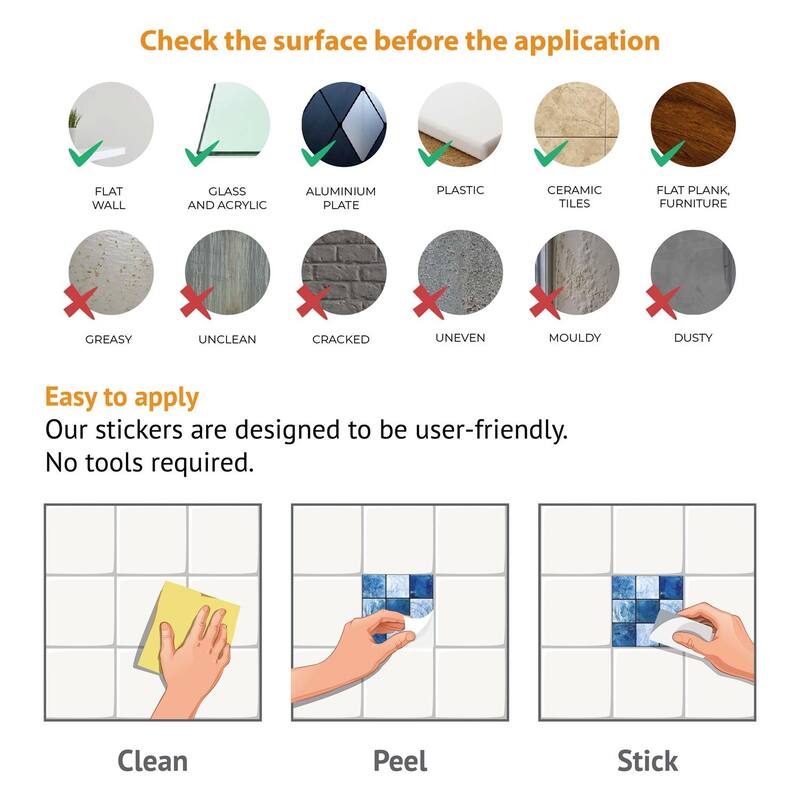 Mother Pearl Blue Jewel Large Mosaic Backsplash Tile Stickers