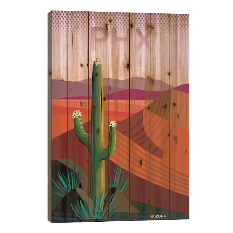 Phoenix Travel Poster II Print On Wood by Charles Harker - Multi-Color - 40x26x1.5