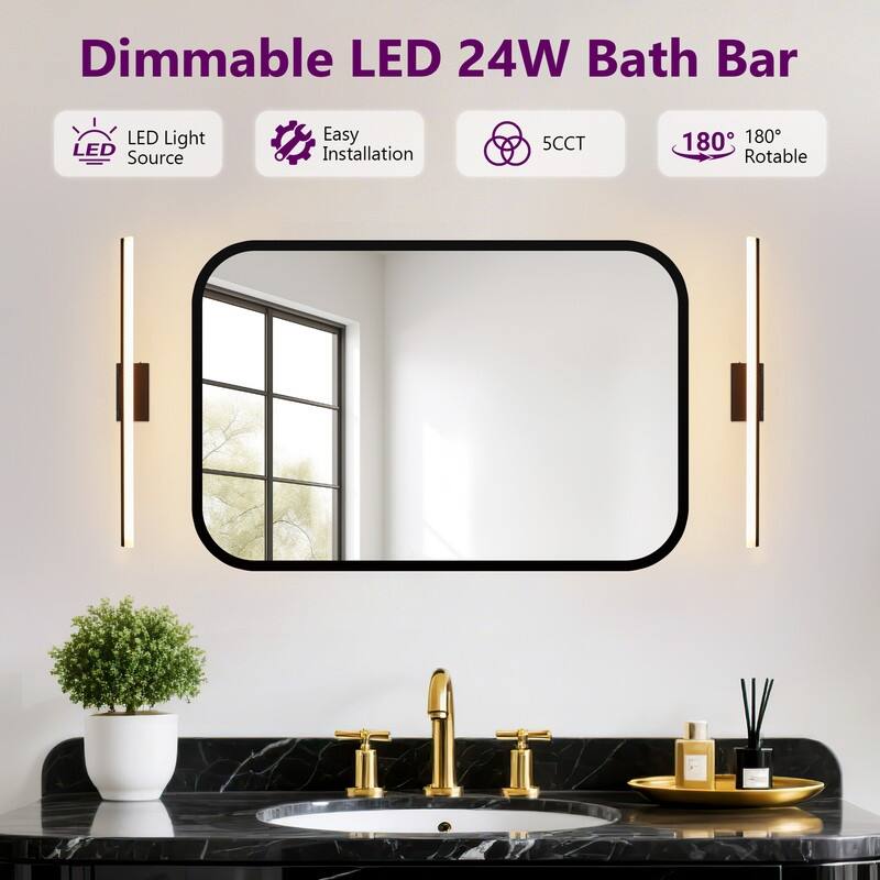 LED Bath Bar Black Vanity Light For Bathroom, Mirror, Sink, Or Dressing Room