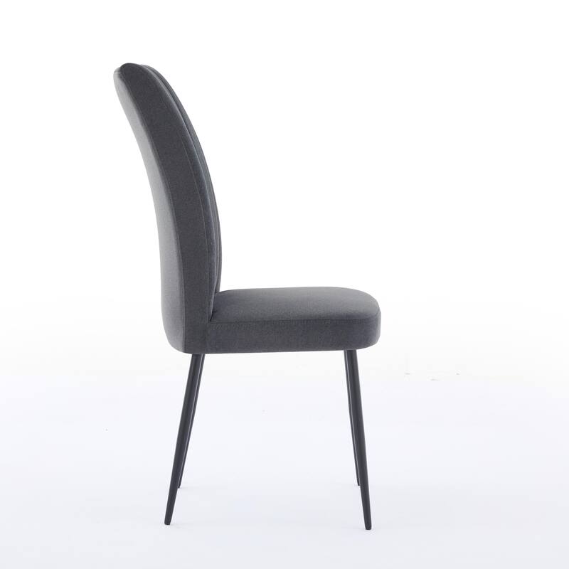 Velvet Dining Chair Set of 2, Dining Room Chairs with Iron Legs and Vertical Striped Backrest for Home Kitchen