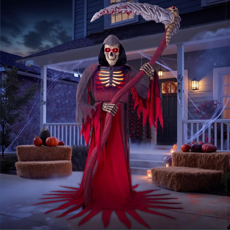 7ft Animated Grim Reaper Holding Giant Scythe