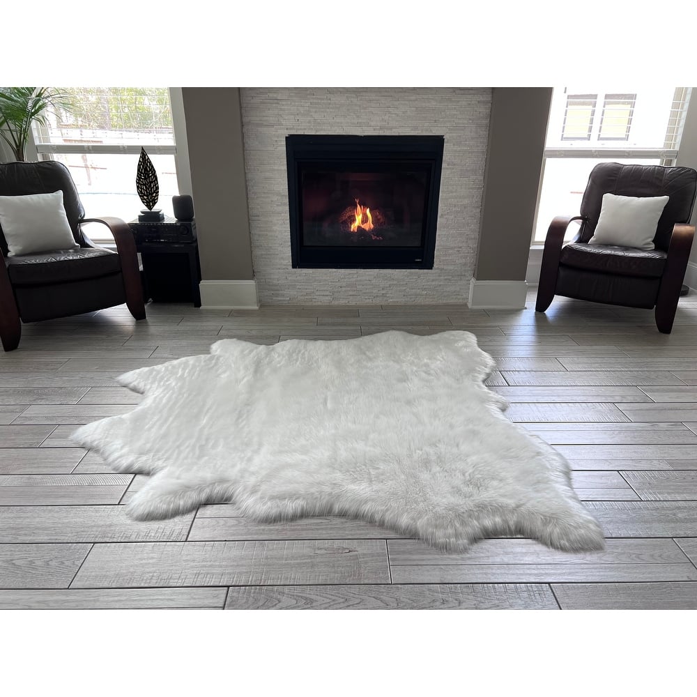 Silver Orchid Luxurious Faux Bison Skin Shag Rug