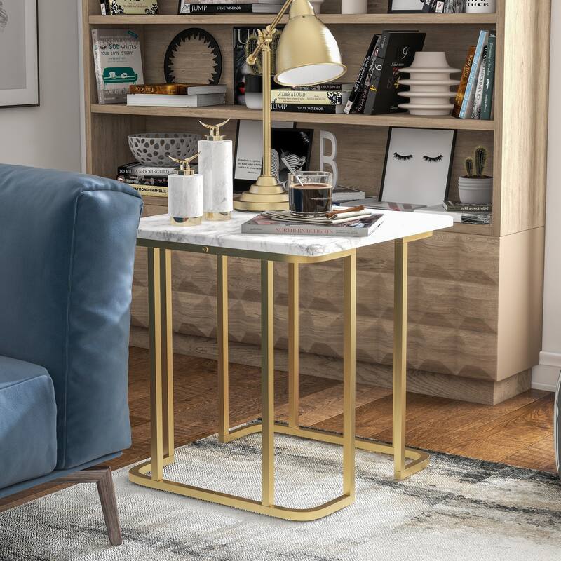 Deeanne Contemporary 24-inch Faux Marble Side Table by Furniture of America