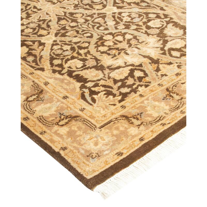 Overton Hand Knotted Wool Traditional Oriental Brown Runner
