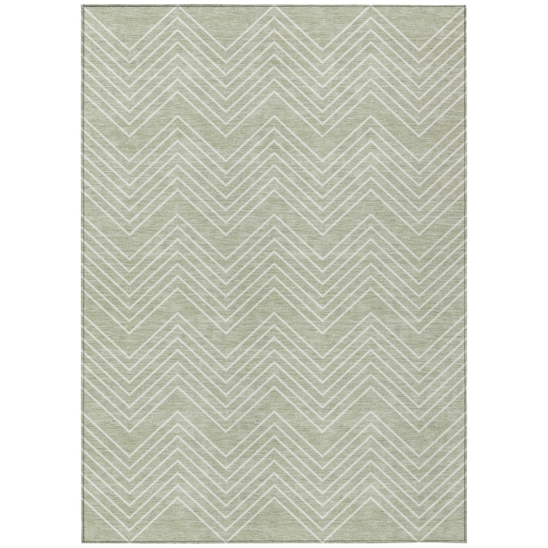 Machine Washable Indoor/ Outdoor Modern Chevron Chantille Rug