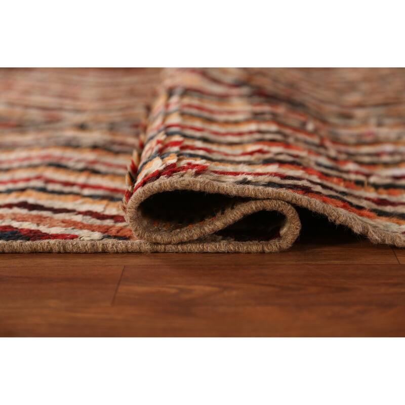Geometric Moroccan Runner Rug Handmade Oriental Wool Carpet - 2'10" x 9'5"