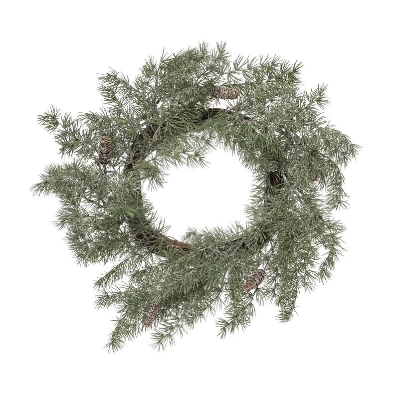 Transpac Artificial 24 in. Green Christmas Soft Piney Fir Wreath