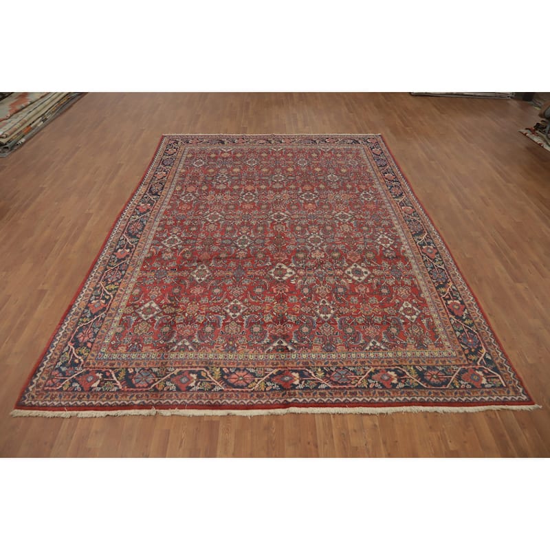 Hand Knotted Oriental 100% Wool Carpet Traditional Floral Red Mahal Area Rug - 11' 11'' X 9' 2''