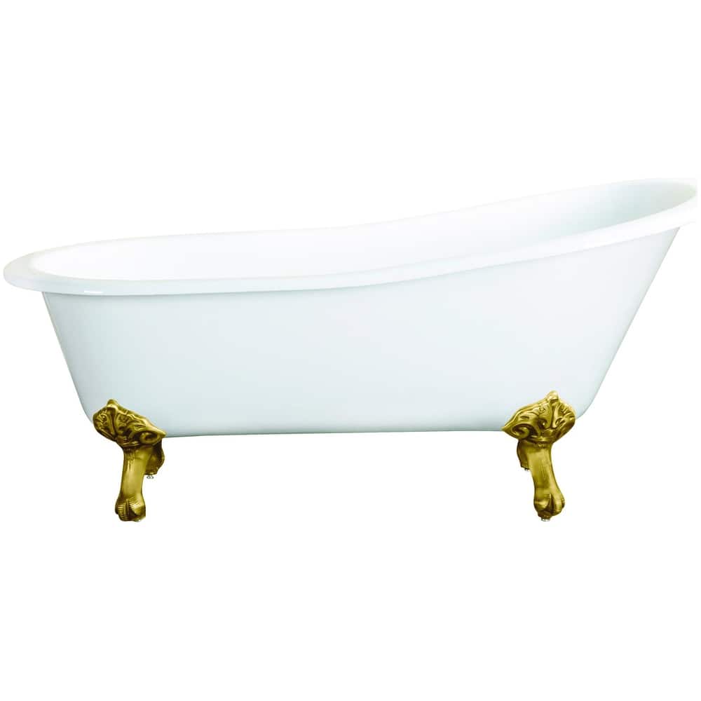 Kingston Brass Aqua Eden 61" Clawfoot Cast Iron Soaking Tub with