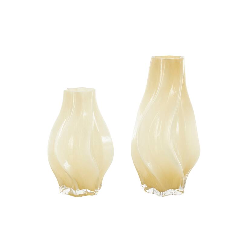 Blue or Yellow Glass Wavy Ombre Vase (Set of 2)
