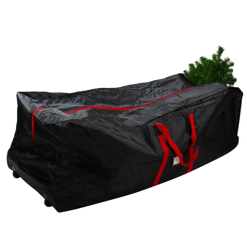 58" Black Rolling Artificial Christmas Tree Storage Chest - 9ft Trees