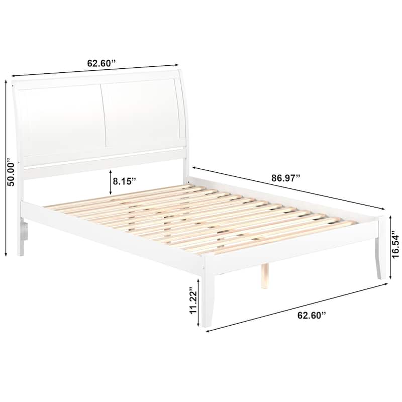 Portland Queen Wood Platform Bed in White