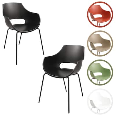Furnish Theory Urban-ML Pro Indoor/Outdoor Stackable Dining Armchairs Polypropylene Shell & Powder-Coated Steel Legs (Set of 2)