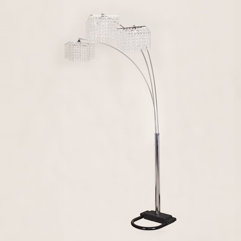 1pc Modern Design Classic Luxury Sleek Multi-head Floor Arc Lamp Half Moon Radiant Crystal-encrusted Sleek Metallic Stems