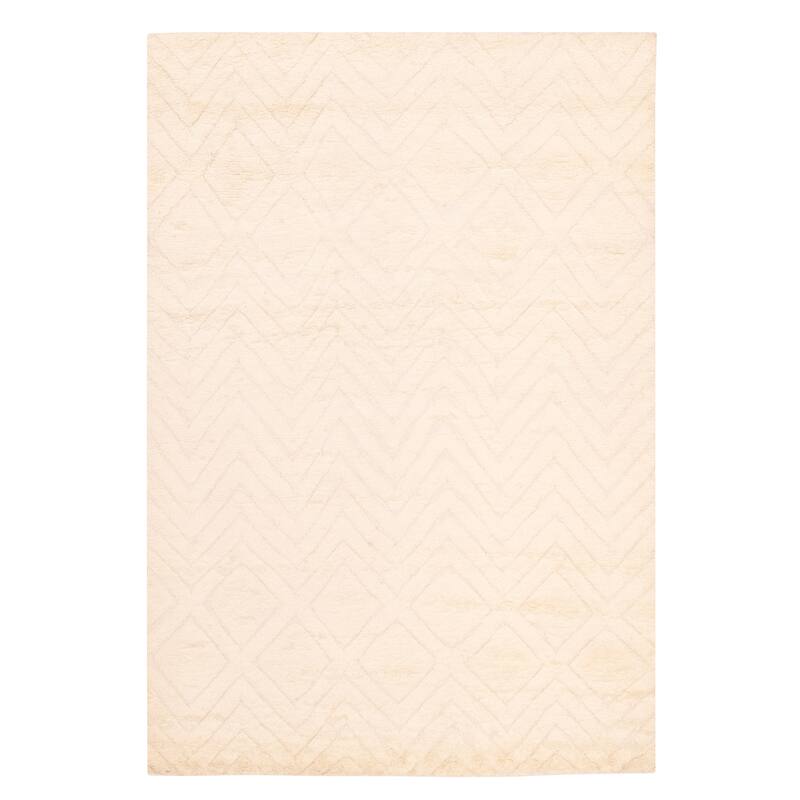 ECARPETGALLERY Hand-knotted Tangier Cream Wool Rug - 6'7 x 9'7