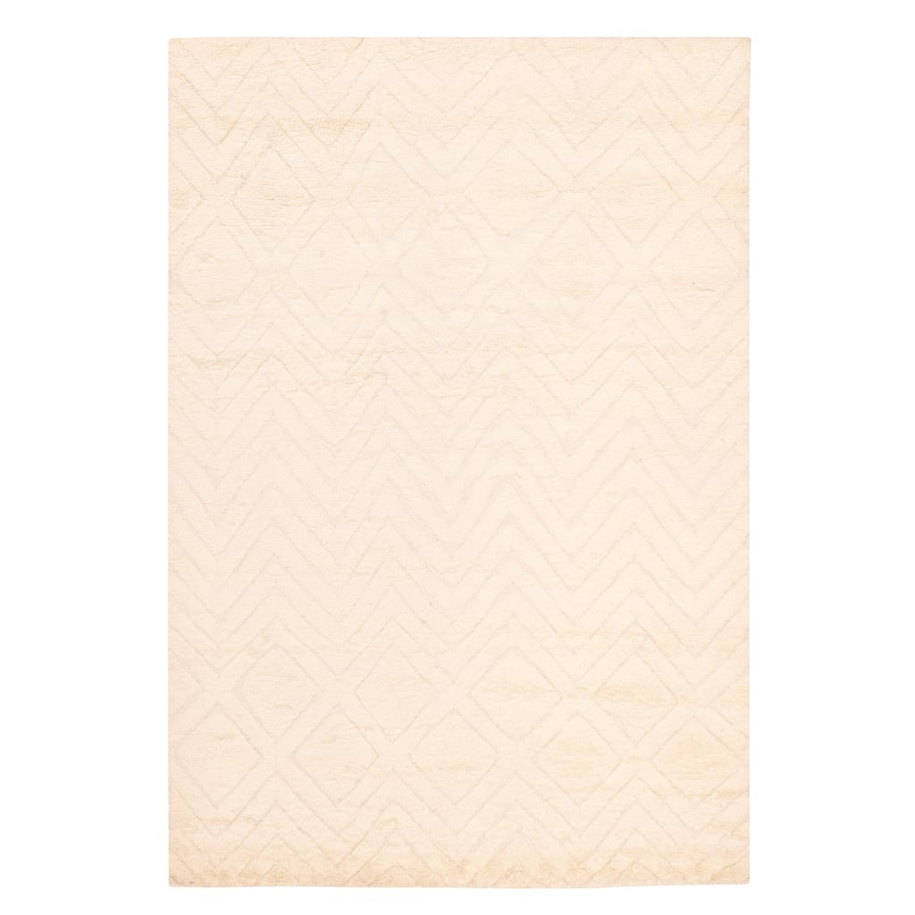 ECARPETGALLERY Hand-knotted Tangier Cream Wool Rug - 6'7 x 9'7