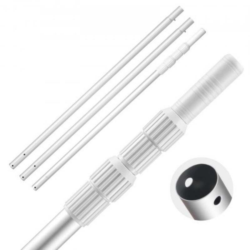 Adjustable Telescopic Pool Pole 3.4-15ft Aluminum Alloy Extendable Skimmer and Cleaning Tool - 3.4ft to 15ft