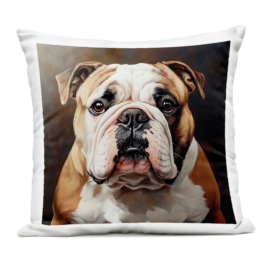 Stupell Stoic Bulldog Portrait Printed Outdoor Throw Pillow Design by Tom Crehan