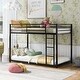preview thumbnail 1 of 11, Black Twin over Twin Size Metal Low Bunk Bed with Ladder & Fence Twin over Twin - Black