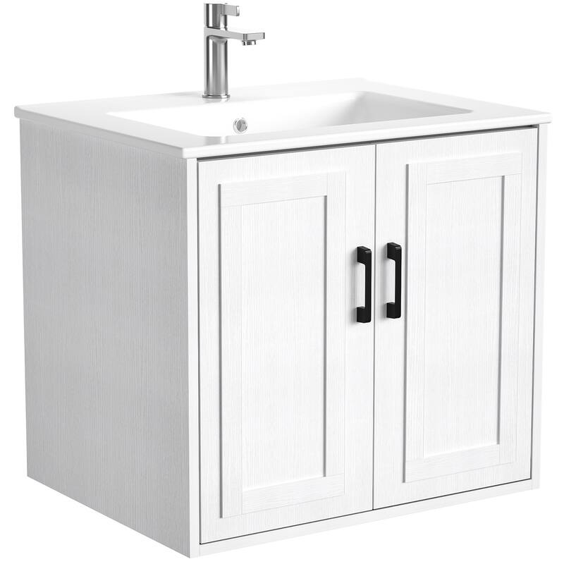 Anmytek 24'' Floating Bathroom Vanity Sink Combo Wall Mounted Cabinet with Soft Close Door